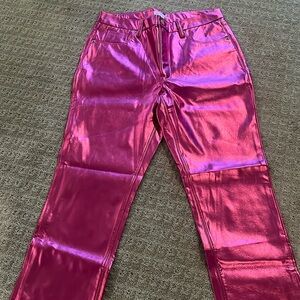 Good American pink faux leather pants NBW